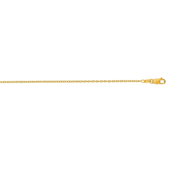 14K Yellow Solid Gold 1.5mm wide Diamond Cut Round Cable Link Chain 16 Necklace Lobster Clasp