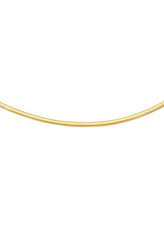 14K Yellow Solid Gold Classic Omega 3mm Chain 7" long Diamond Cut Bracelet with Box Catch Clasp