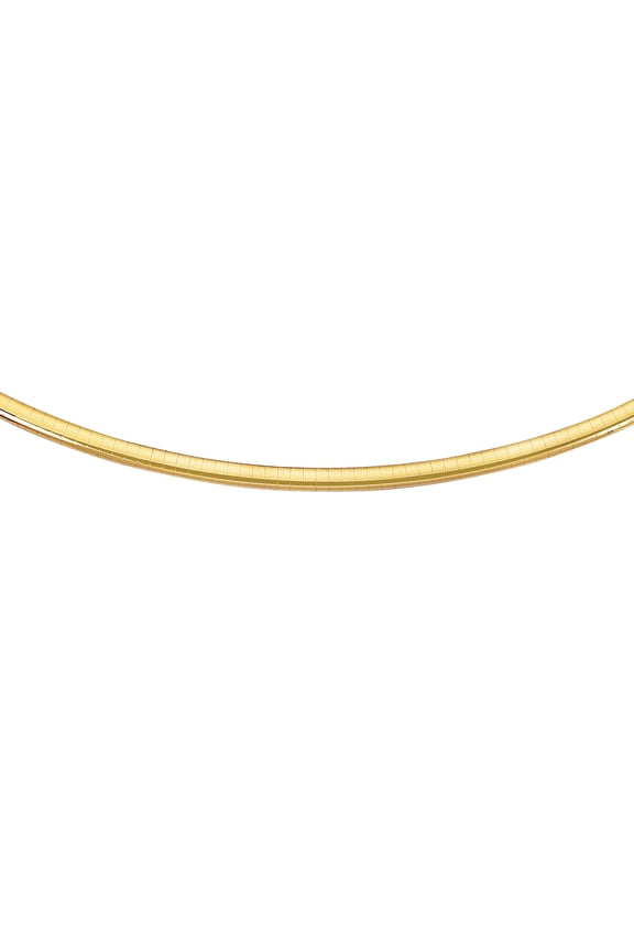 14K Yellow Solid Gold Classic Omega 4mm Chain Diamond Cut 16" long Bracelet with Box Catch Clasp