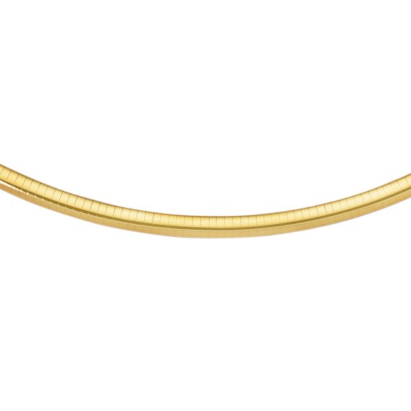 14K Yellow Solid Gold Classic Omega 6mm Chain Diamond Cut 16" long Bracelet with Box Catch Clasp