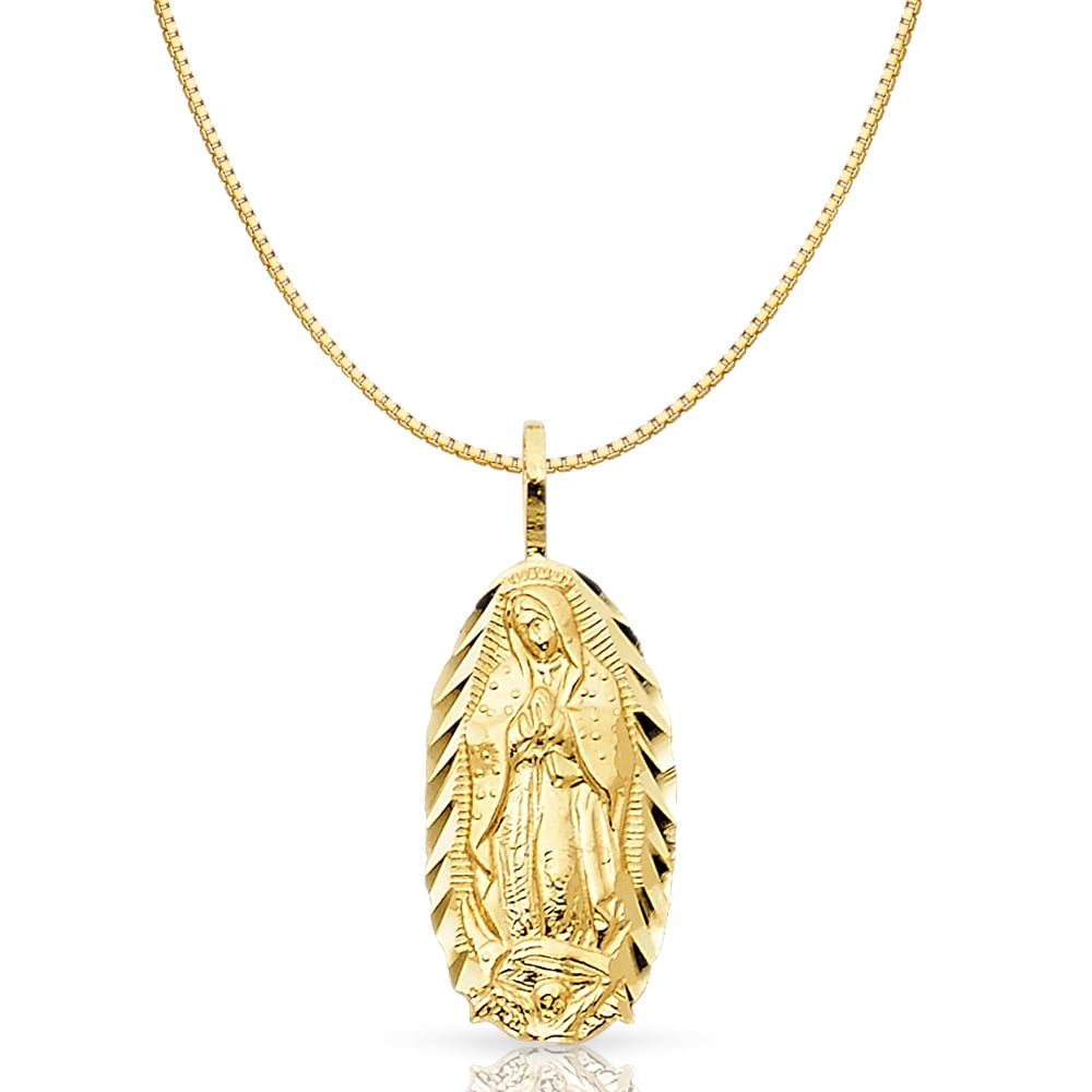 14K Yellow Solid Gold Religious Our Lady of Guadalupe Charm Pendant ...