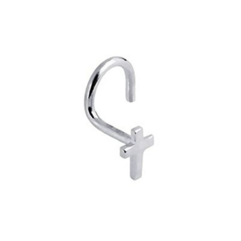 14K Yellow/White Gold Dainty Cross Nose Piercing / Nose Screw 