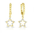 thumbnail image 1 of 14K Yellow & White Gold Finish Diamond Cut Stars Earrings with Endless by IcedTime, 1 of 1