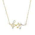 thumbnail image 1 of 14K Yellow & White Gold Musical Notes Necklace 17" Anchored to Link Chain Spring Ring Clasp by IcedTime, 1 of 1