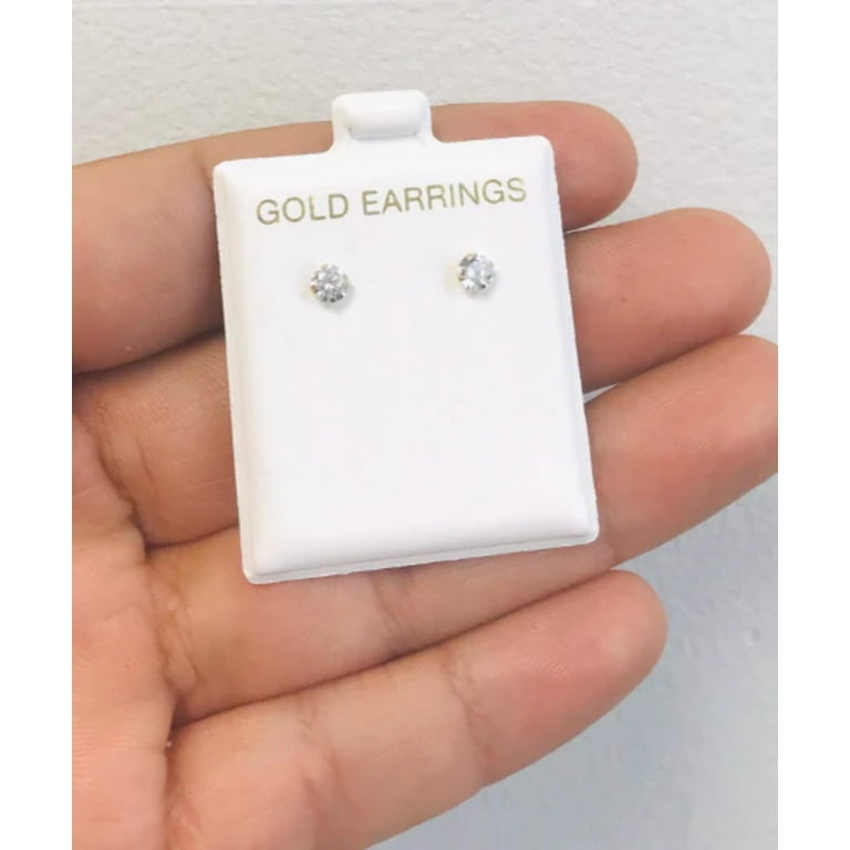 Soild Gold Earrings, 2mm Cubic Zirconia Screw Back Earrings, 14k Gold Screw  Back Earrings, Toddlers Childrens Womens Stud Earrings Gold 