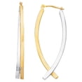 thumbnail image 1 of 14K Yellow & White Gold Shiny Square Tube Double Row Hoop Type Earrings with Hinged by IcedTime, 1 of 1