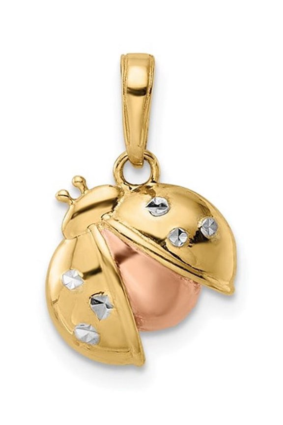 Gem & Harmony 14K Yellow and Rose Gold Ladybug Pendant Charm ( NO CHAIN) for Women