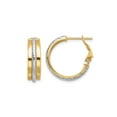 thumbnail image 1 of Gem & Harmony 14K Yellow and White Gold Polished Diamond-Cut Hoop Earrings for Women, 1 of 5