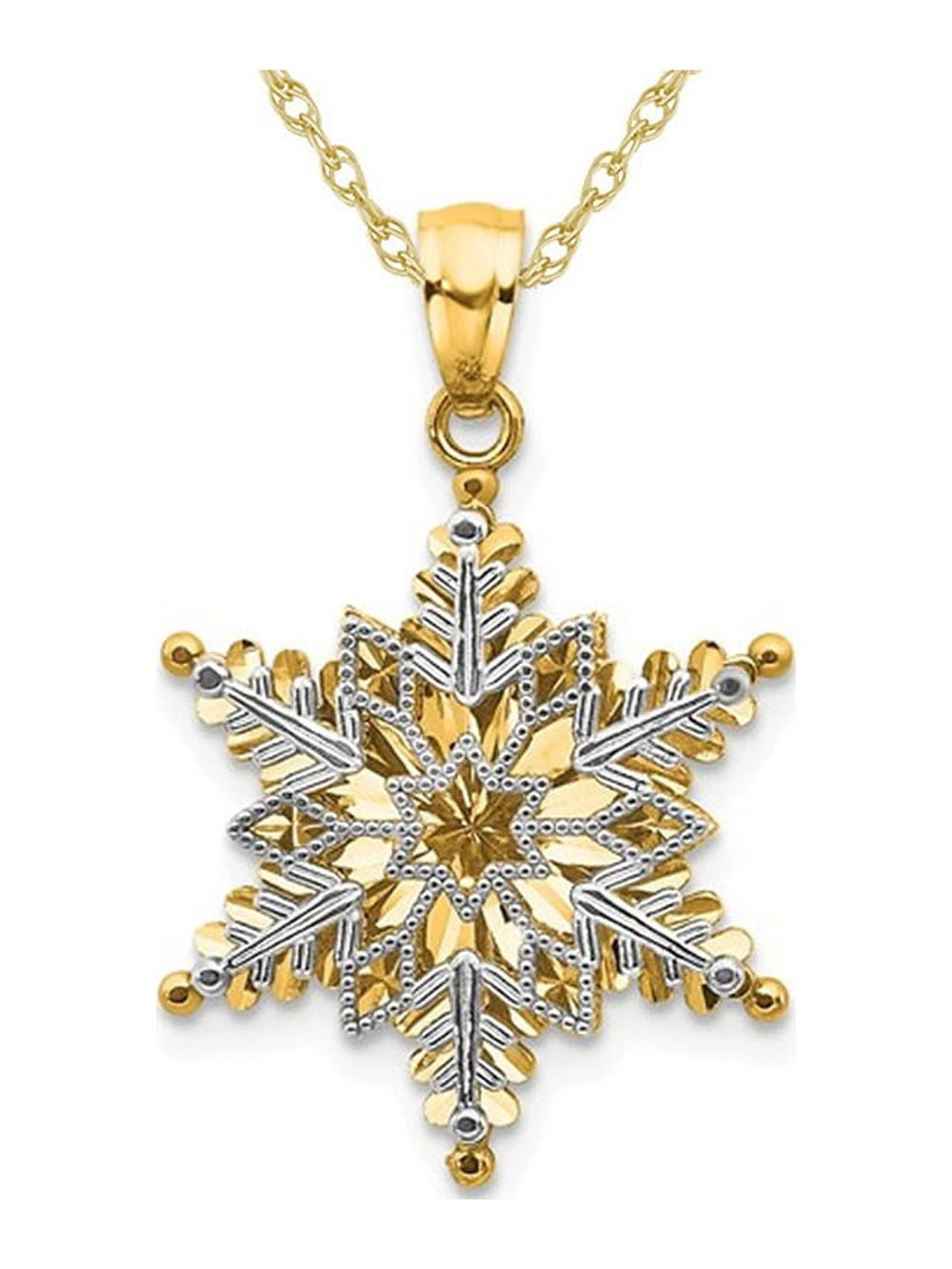 14KT 2024 GOLD Snowflake Charm Pendant