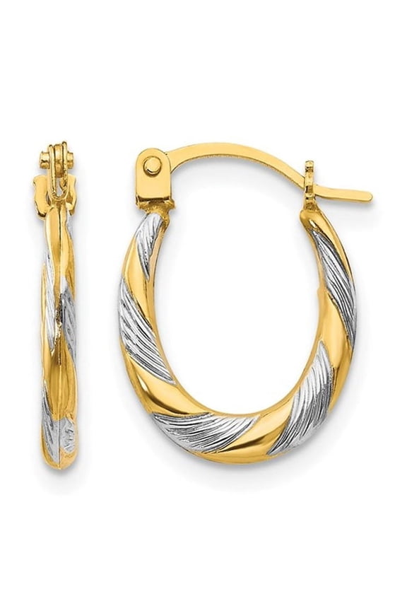 Gem & Harmony 14K Yellow and White Gold Twist Hoop Earrings for Women