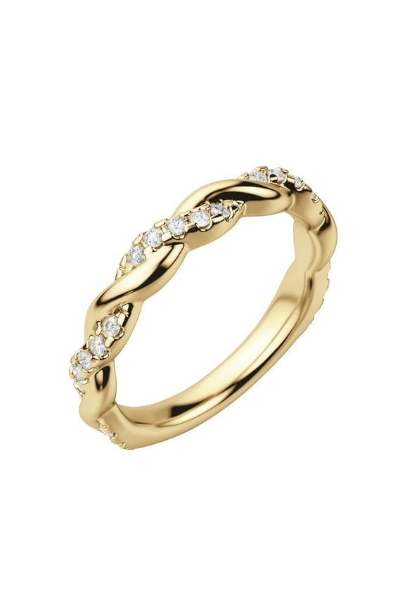 14K Yellow gold eternity ring bridal band lab grown diamond stackable