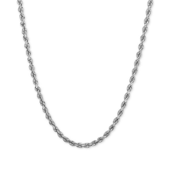 14K Yellow or White Gold  2.00mm Shiny Hollow Rope Chain Necklace for Pendants and Charms with Lobster-Claw Clasp  (16", 18" or 20 inch)