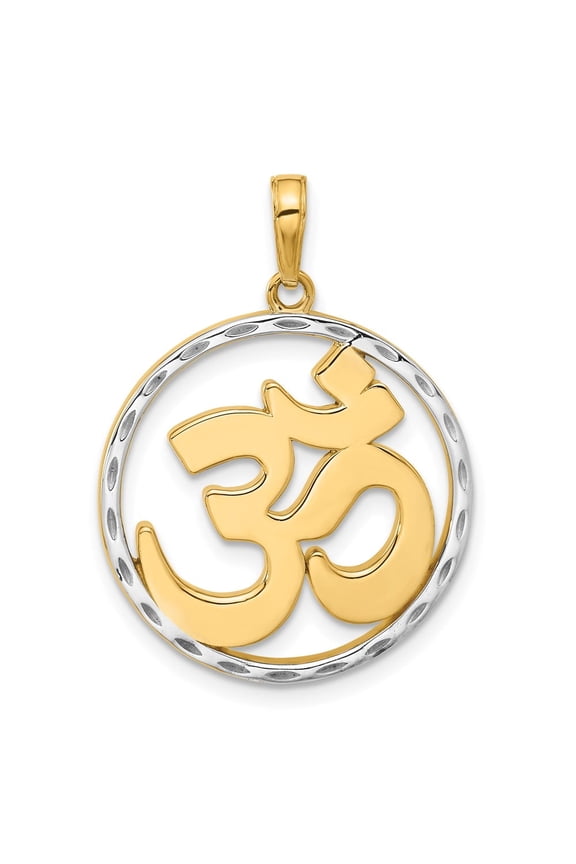 14K Two Tone Gold D.C Om Symbol in Circle Design Pendant