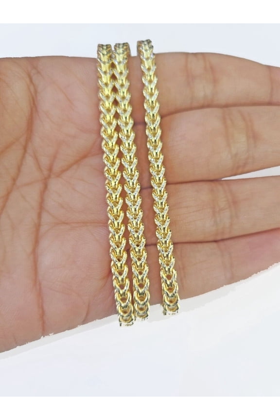 14K gold franco chain Necklace 3.5mm 26 Inch Diamond Cuts Two-tone Real 14KT men