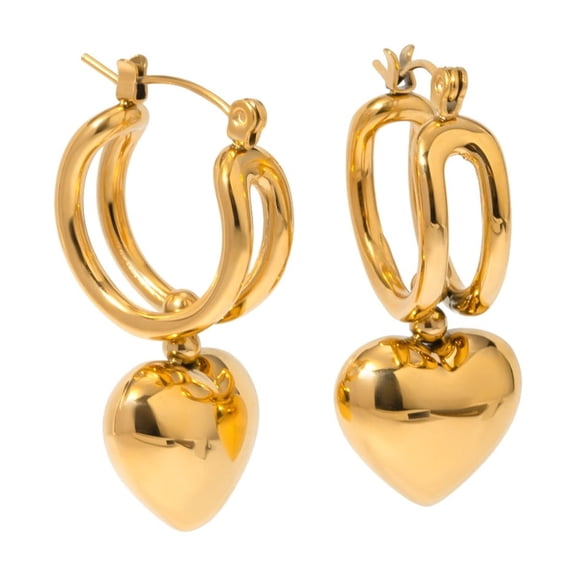 14K gold-plated heart-shaped earrings | Women's delicate earrings | Delicate and petite gold earrings