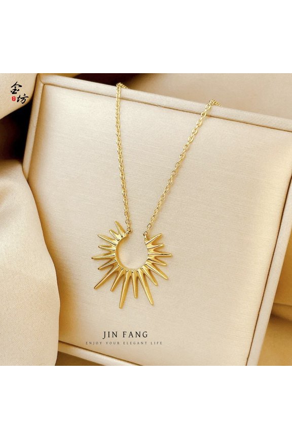 14K gold sunflower necklace, fashionable, niche, high-end, personalized collarbone chain