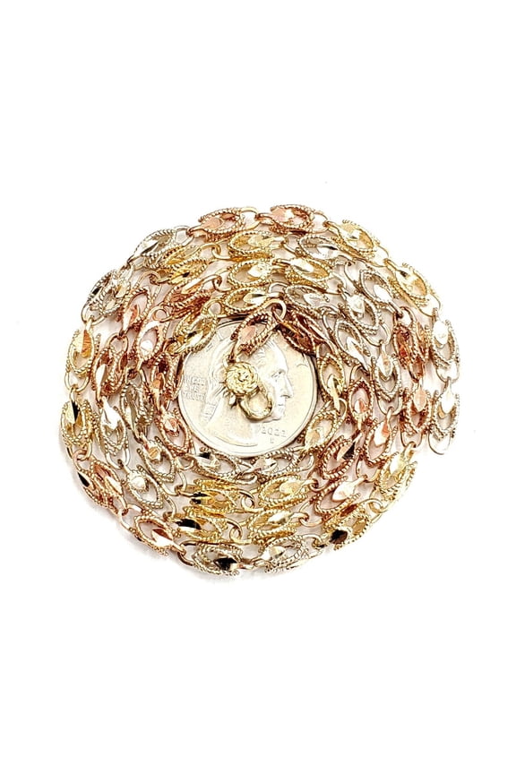 14K multi color gold Turkish chain 4.5mm Necklace gift fine jewelry 26" 32.9g