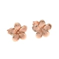 thumbnail image 1 of 14K solid pink rose gold Hawaiian 9mm plumeria flower stud post earrings, 1 of 3