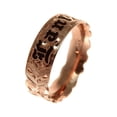 thumbnail image 1 of 14K solid pink rose gold custom made Hawaiian plumeria flower scroll enamel letter 6mm cut out edge ring band size 3, 1 of 6