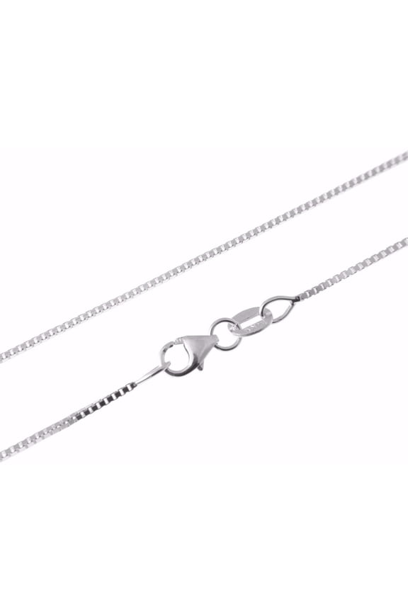 14K solid white gold 0.65mm box chain necklace lobster clasp 18"