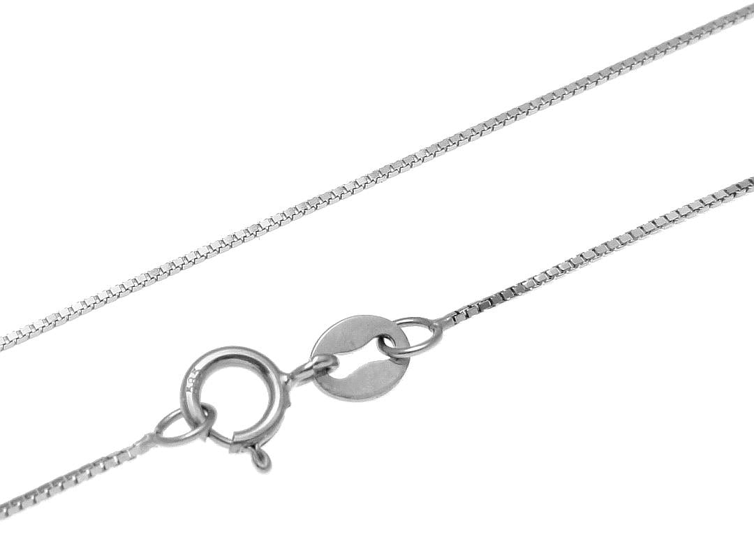 14K solid white gold 0.6mm box chain necklace 22"