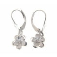 thumbnail image 1 of 14K solid white gold Hawaiian 11mm plumeria flower leverback earrings, 1 of 3