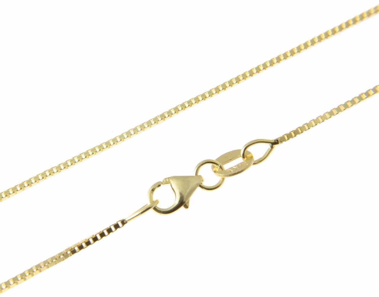 14K solid yellow gold 0.65mm box chain necklace lobster clasp 22"