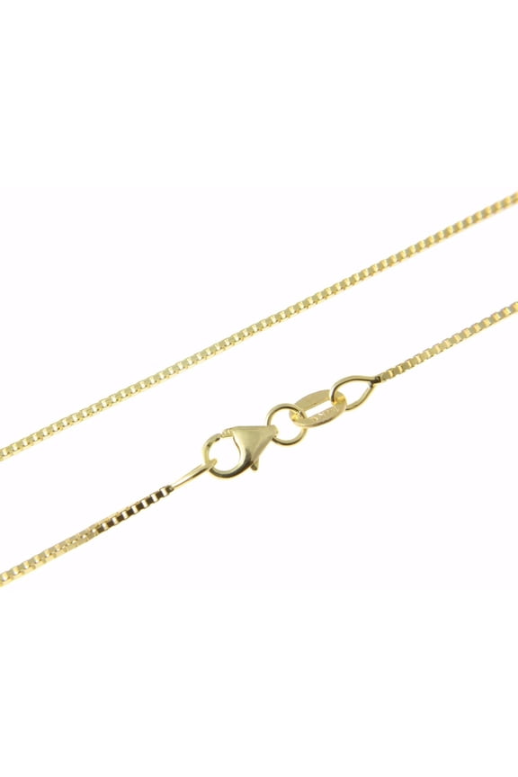 14K solid yellow gold 0.65mm box chain necklace lobster clasp 22"