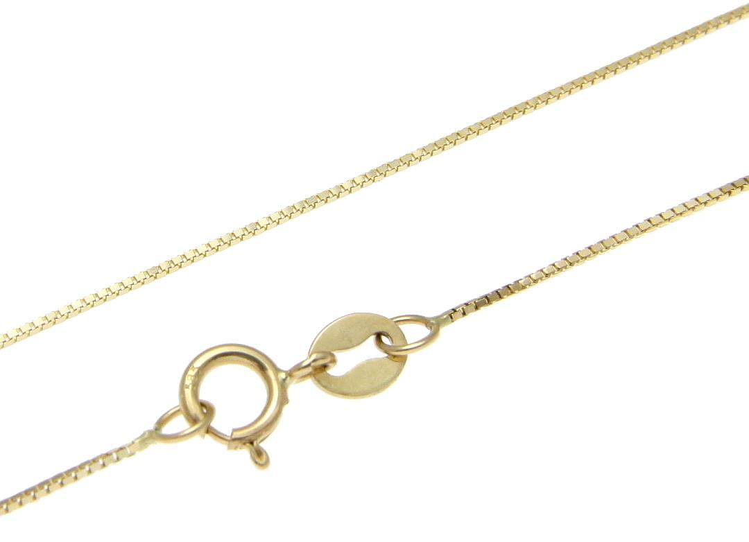 14K solid yellow gold 0.6mm box chain necklace 22"