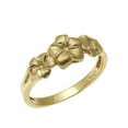 thumbnail image 1 of 14K solid yellow gold Hawaiian 5mm-7mm-5mm plumeria flower ring, 1 of 4