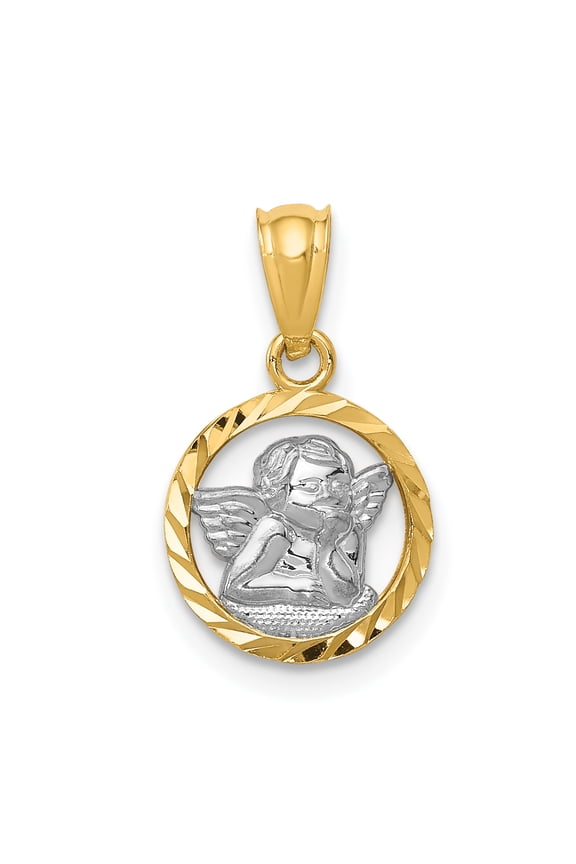 14k Yellow Gold Cherub Pendant Charm