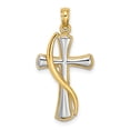 thumbnail image 1 of 14K with White Rhodium Cross with Drape Charm K9126, 1 of 3