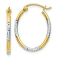 thumbnail image 1 of 14K w/White Rhodium Diamond Cut Oval Hoop Earrings 14k Yellow Gold Earrings, 1 of 1