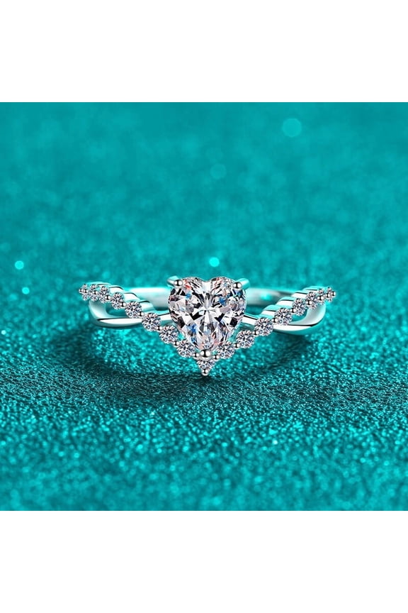 14K white Gold Plated 2Ct heart cut Lab-Created Diamond Women Wedding Ring