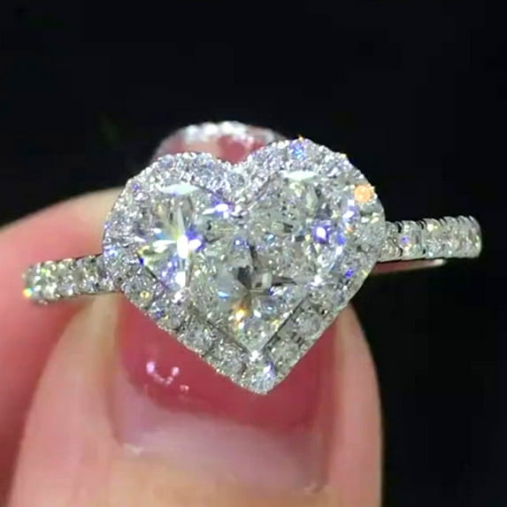 14K white Gold Plated 2Ct heart cut Lab-Created Diamond Women Wedding Ring