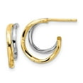 thumbnail image 1 of 14K with White Rhodium Diamond-Cut J-Hoop Earrings, 1 of 1
