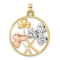 thumbnail image 1 of 14K with White & Rose Rhodium D-C Clovers Circle Pendant, 1 of 1