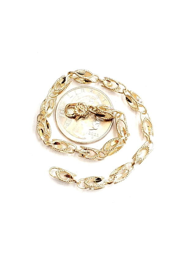 14K yellow gold 4.5mm Turkish bracelet gift fine jewelry 8" diamond cut 10.5g