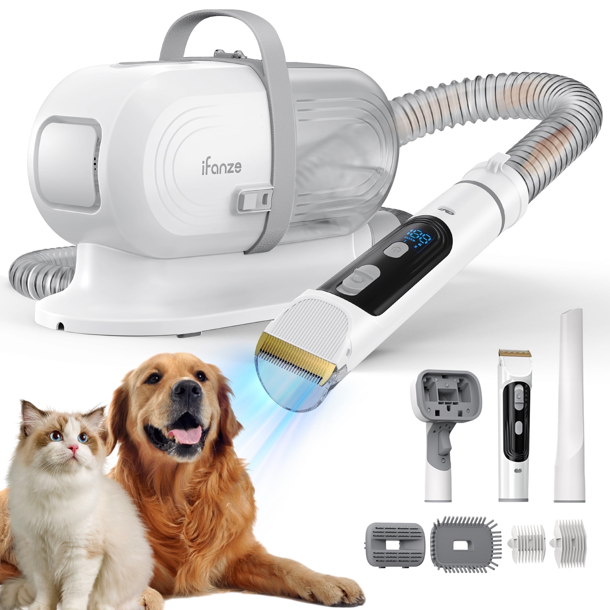 Dog Brush Vacuum Kit 99% Hair Suction, Electric Dog Clippers