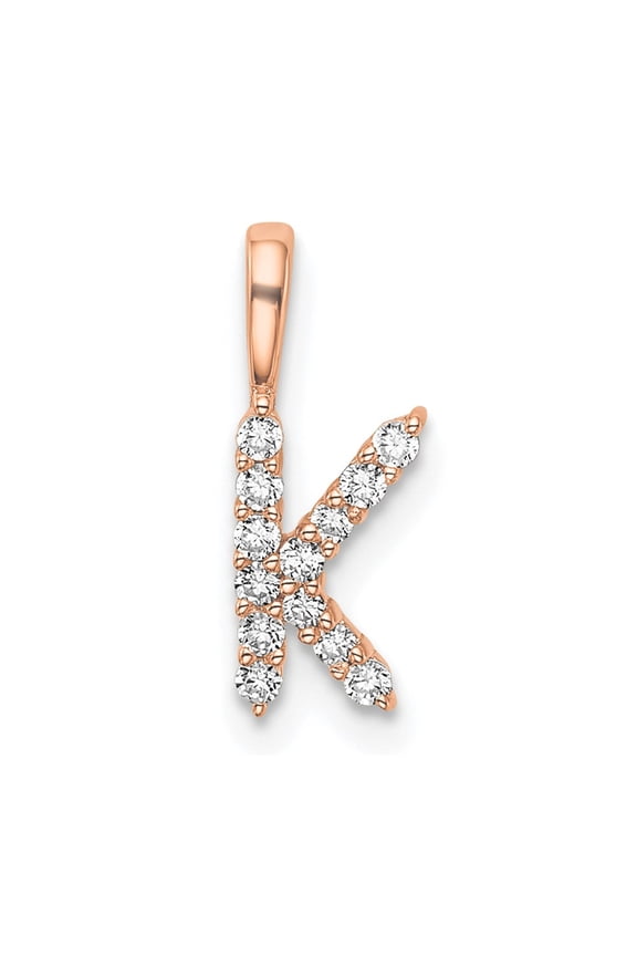 14KR Small Initial K Diamond Pendant