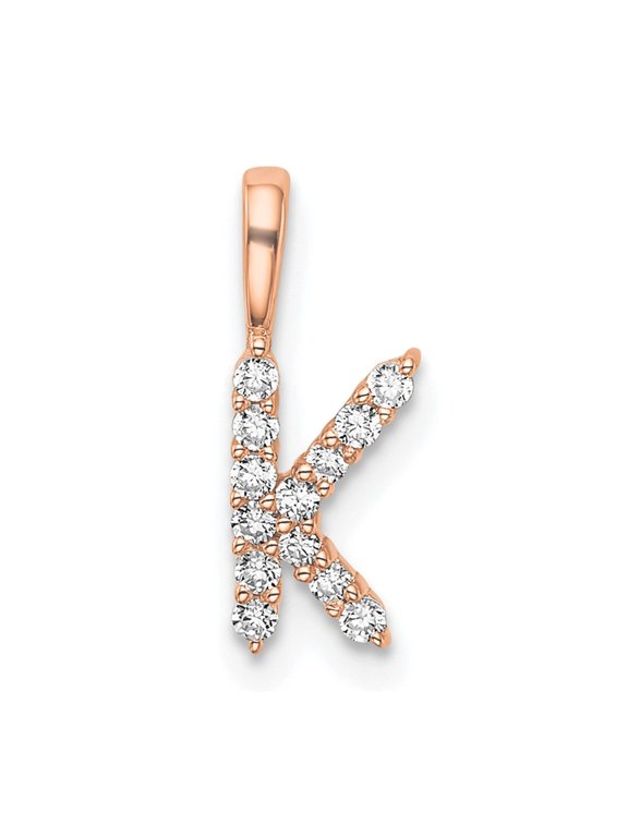 14KR Small Initial K Diamond Pendant