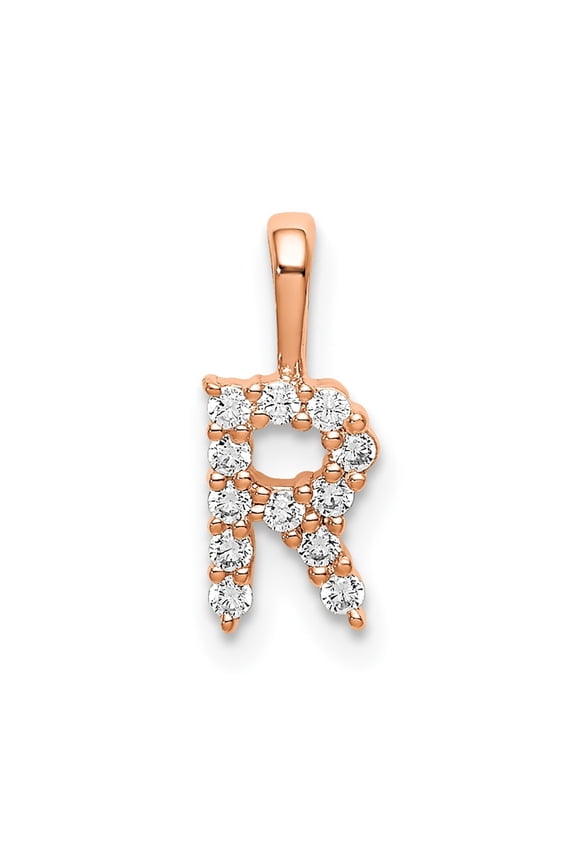 14KR Small Initial R Diamond Pendant