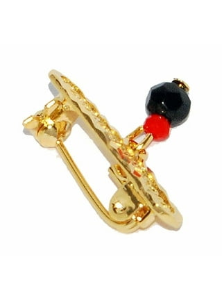 14 KT Diaper Pin with glass eye charm.