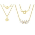 thumbnail image 1 of 14KT Gold Flash Plated Double Necklace Set with Simulated Diamonds Adult, 1 of 5