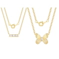 thumbnail image 1 of 14KT Gold Flash Plated Double Necklace Set with Simulated Diamonds Adult, 1 of 5