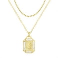 thumbnail image 1 of Adult 14KT Gold Flash Plated Initial Double Necklace Set with Simulated Diamonds, 1 of 7