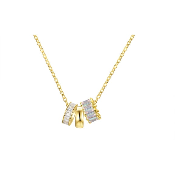 Adult 14KT Gold Flash Plated Ring Necklace with Simulated Diamonds