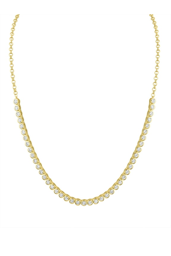 Ladies Brilliance Fine Jewelry 14 Kt Gold Plated Simulated Diamond Necklace, 18"