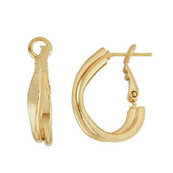 14KT Gold Plated 2.5mm Double Strand Small J Hoop