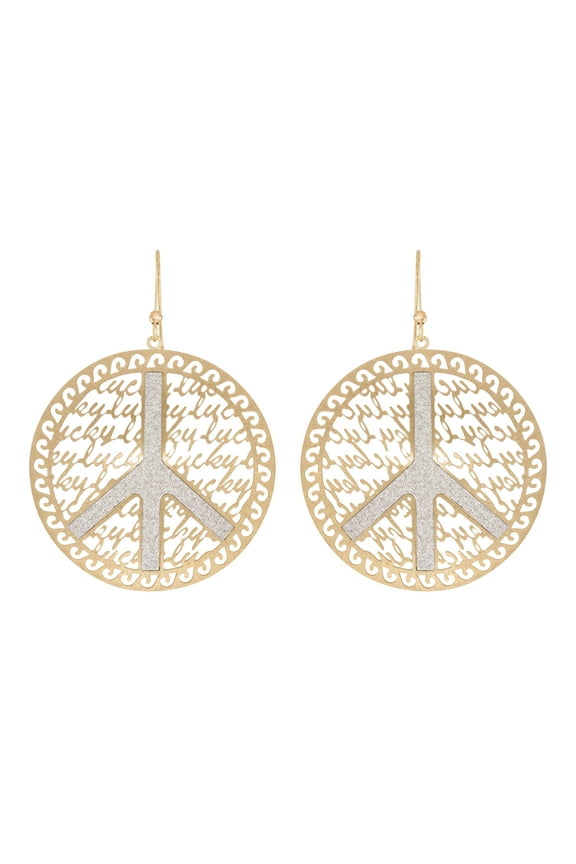 14KT Gold Plated Lucky Peace Earring with Crystal